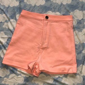neon pink high-waist shorts